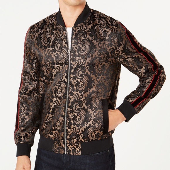 Inc Mens Paisley Jacquard Bomber Jacket 